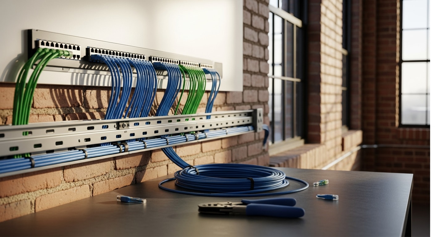 Network cabling installation in commercial office space