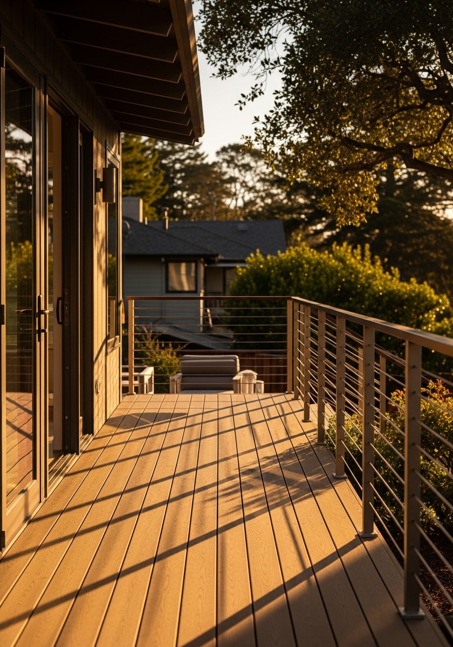 Close-up of a North Bay home's deck or outdoor living area with quality finishes.
